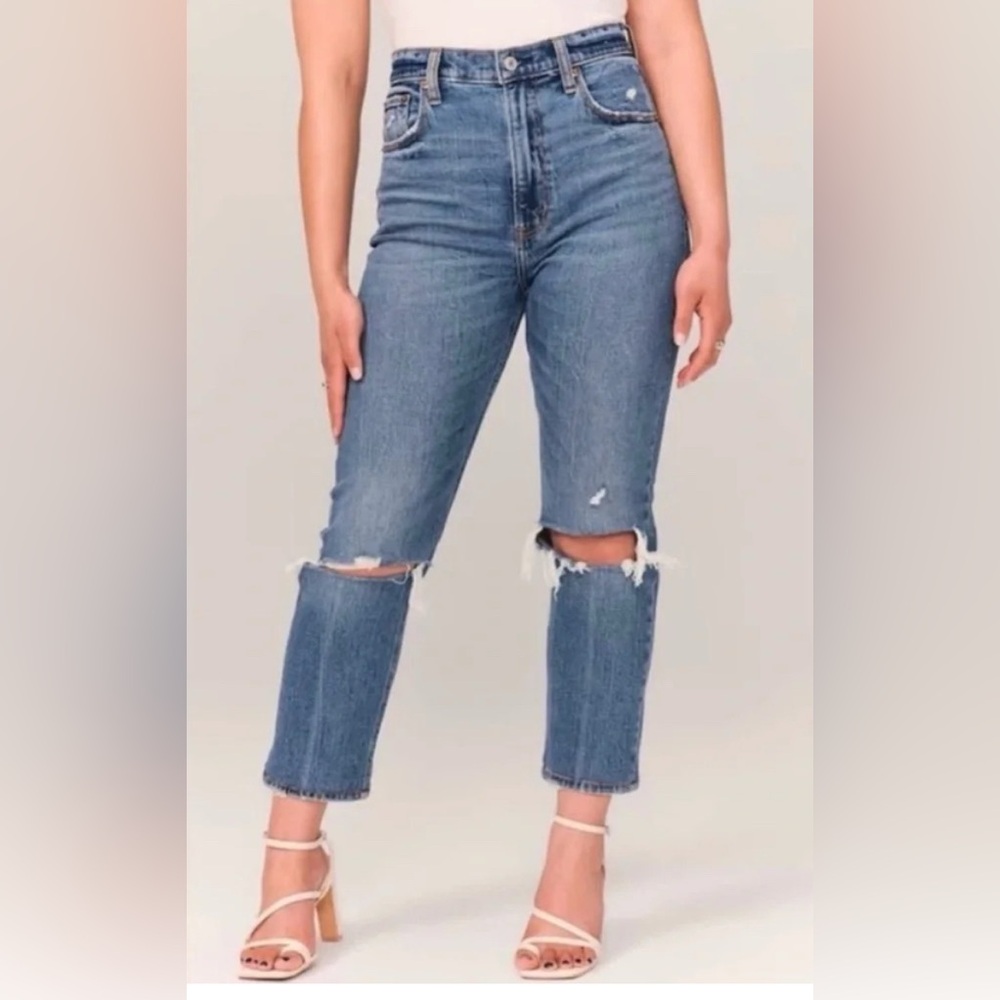 Abercrombie ankle straight ultra high rise denim jeans
